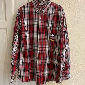 Disney Store Mickey Mouse Men's Button Down Shirt Long Sleeve Size XL Red